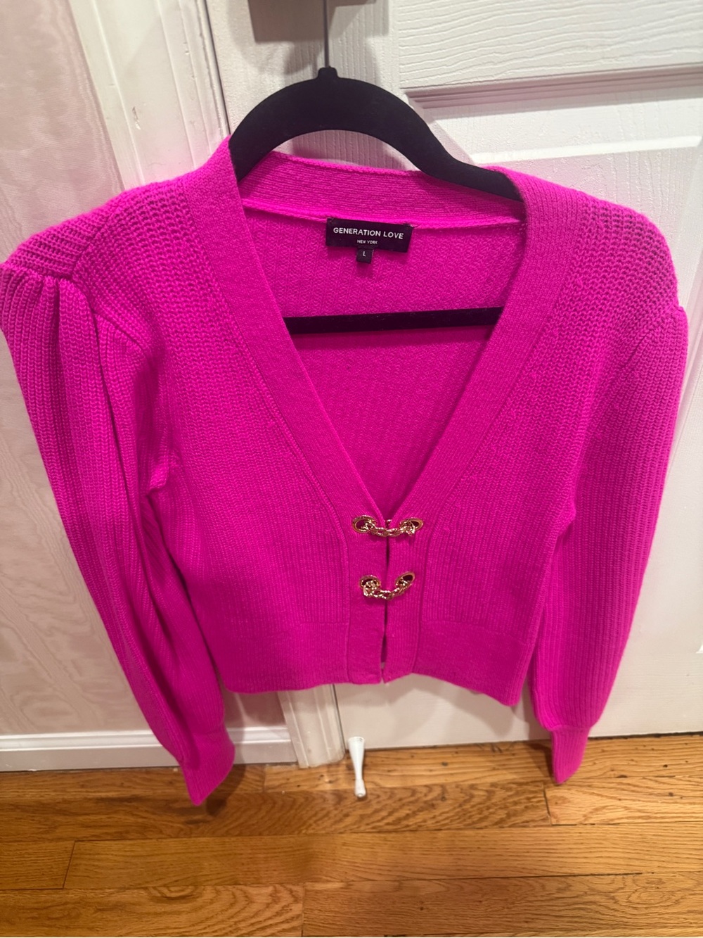 Generation Love Fuchsia Cropped Hook-Closure Cardigan